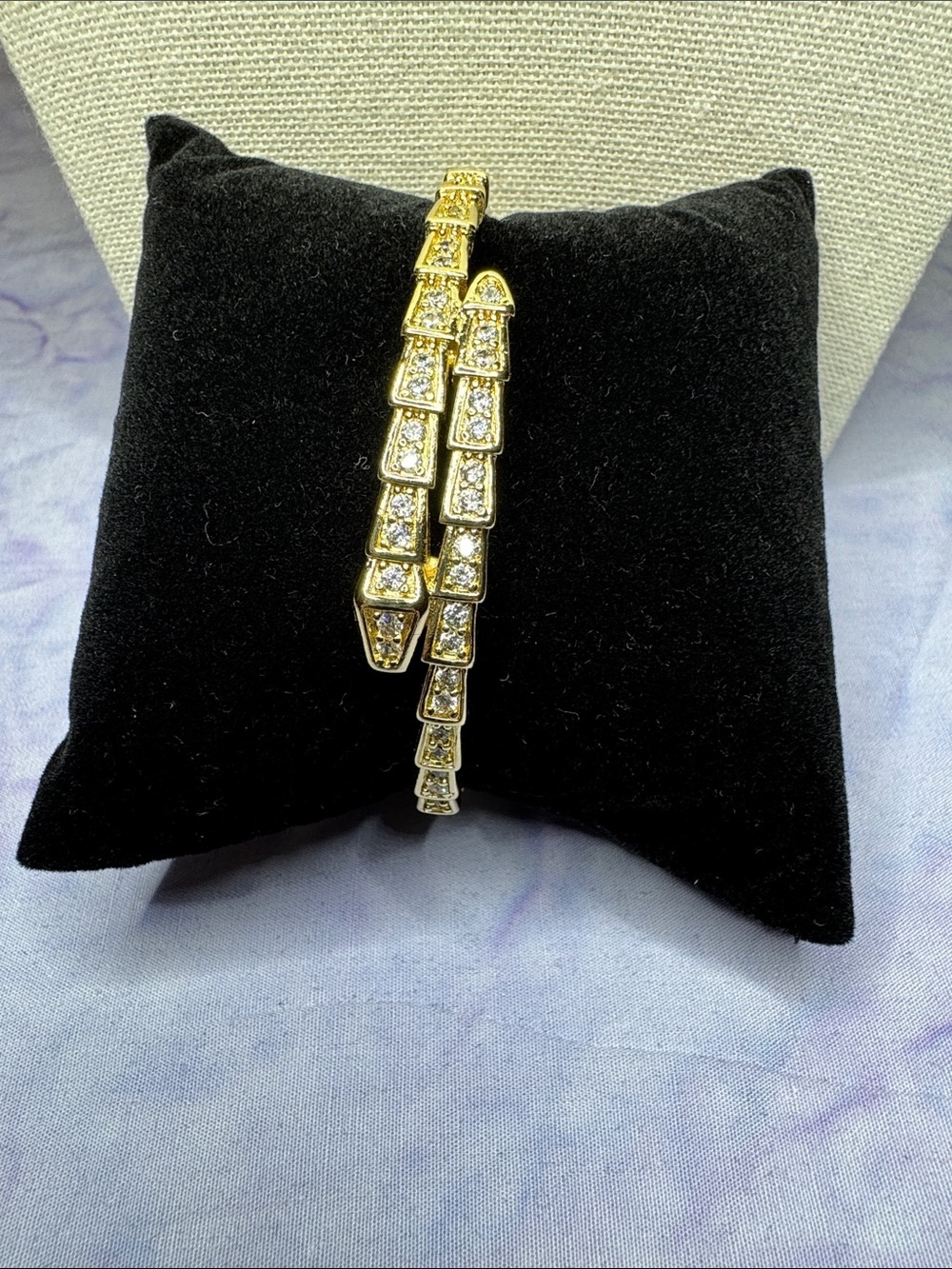 Gold Crystal Snake-Style Bangle Bracelet - Women Jewelry NWOT